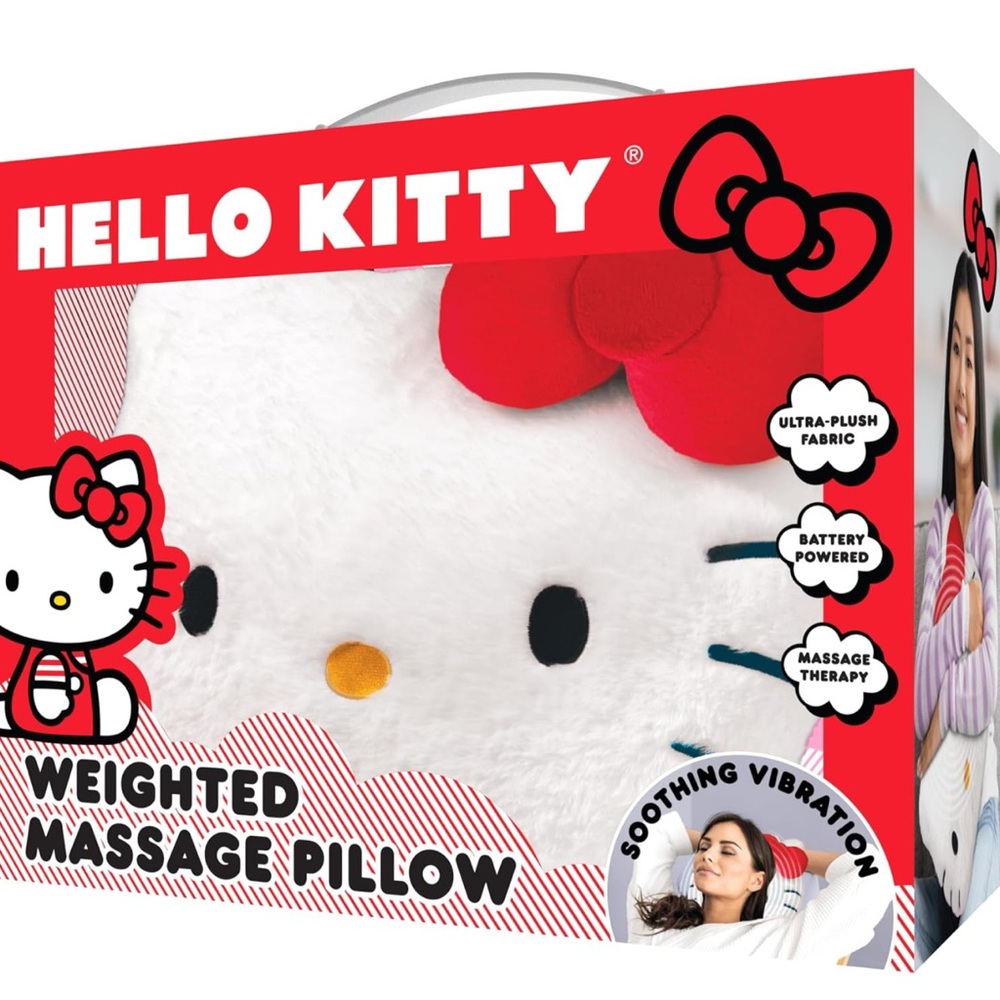 NEW Hello Kitty Weighted Massage Pillow – Plush Fabric, Soothing Vibrations